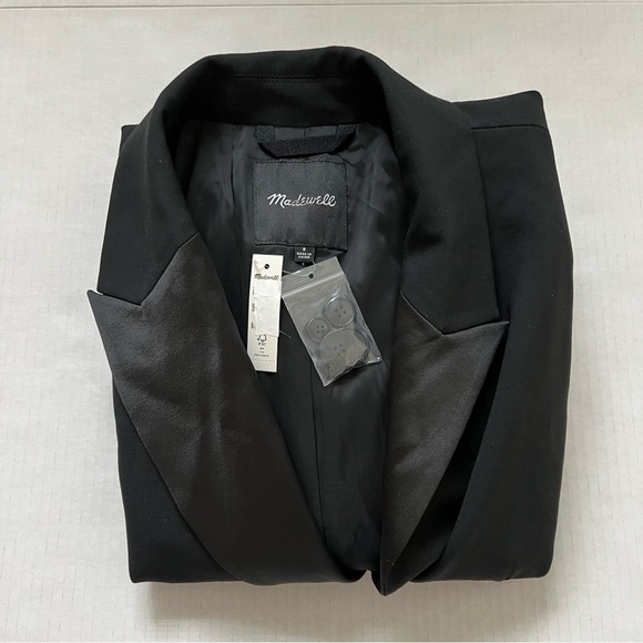 NWT Madewell Cropped Tuxedo Blazer Black SZ 8 - Picture 5 of 10